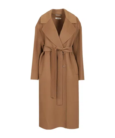 Max Mara Double-breasted Coat In Brown