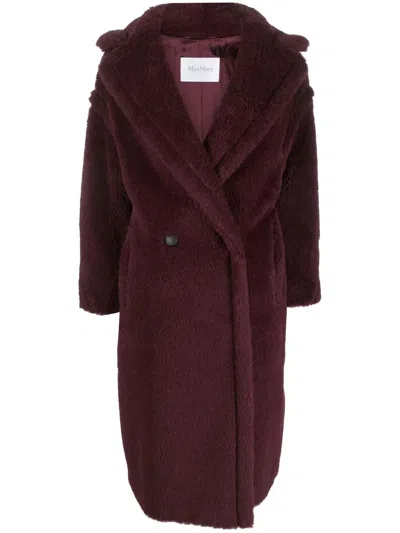 Max Mara Double-breasted Coat In Burgundy