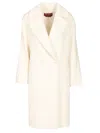 Max Mara Double-breasted Coat Coats White In Multi