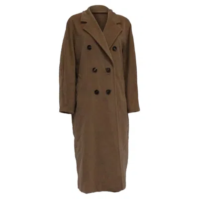 Max Mara Double-breasted Coat In Brown Wool In Multi