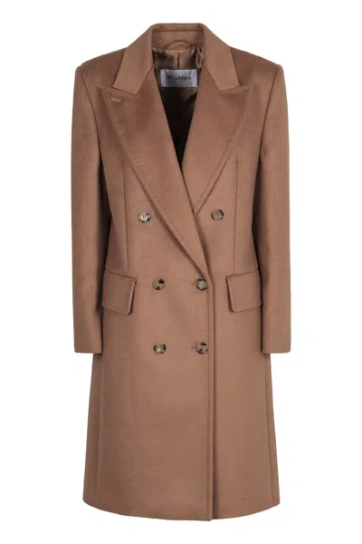 Max Mara Double-breasted Coat In Camel In Brown