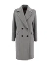 Max Mara Double-breasted Coat In Cashmere, Alpaca And Wool In Gray
