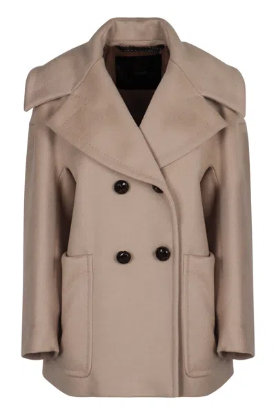 Max Mara Double-breasted Coat In Cashmere In Neutral