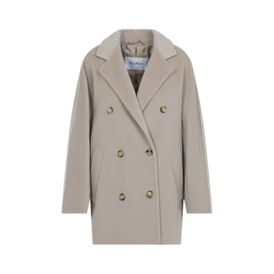 Max Mara Double-breasted Coat In Luxurious Wool-cashmere Blend In Gray