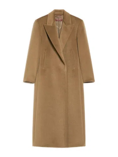 Max Mara Double-breasted Coat In Pure Wool Beaver In Brown