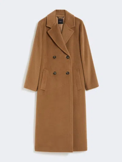 Max Mara Double-breasted Coat In Wool And Alpaca In Brown