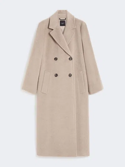 Max Mara Double-breasted Coat In Wool And Alpaca In Neutral