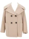 Max Mara Oversized Pea Coat With Braided Leather Buttons In Neutral