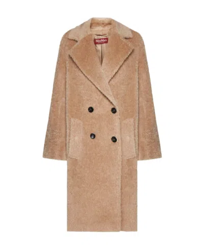 Max Mara Double Breasted Coat In Nude