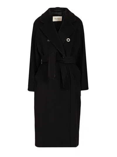 MAX MARA DOUBLE-BREASTED COAT WITH BELT COATS BLACK