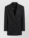 Max Mara Double-breasted Coat With Notched Lapels And Sequins In Black