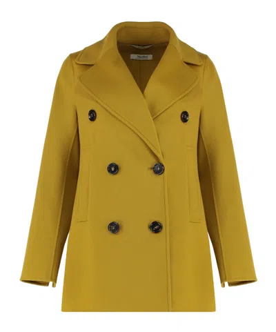 Max Mara Double Breasted Coat In Green