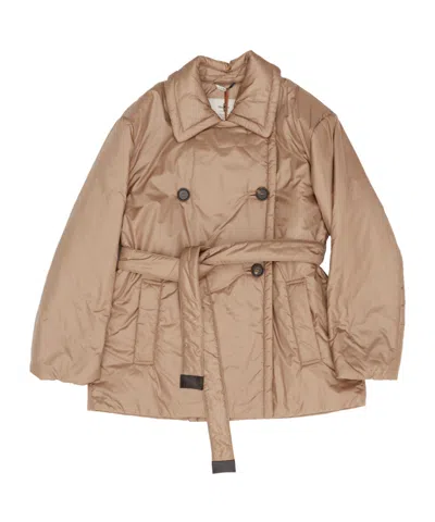Max Mara Double-breasted Cotton Jacket In Brown
