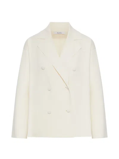 Max Mara Double-breasted Crêpe Jacket In White