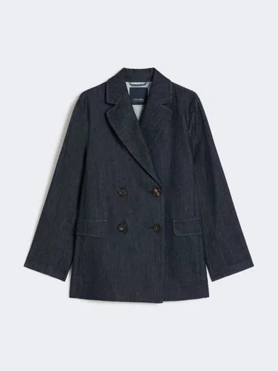 Max Mara Double-breasted Denim Blazer In Blue