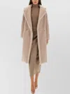 Max Mara Double Breasted Faux Fur Long Coat In Neutral