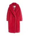 Max Mara Double-breasted Faux-shearling Coat In Red