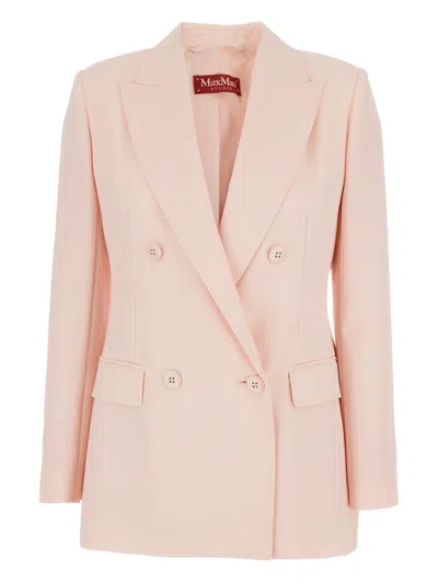 Max Mara Double-breasted Fitted Jacket In Pink