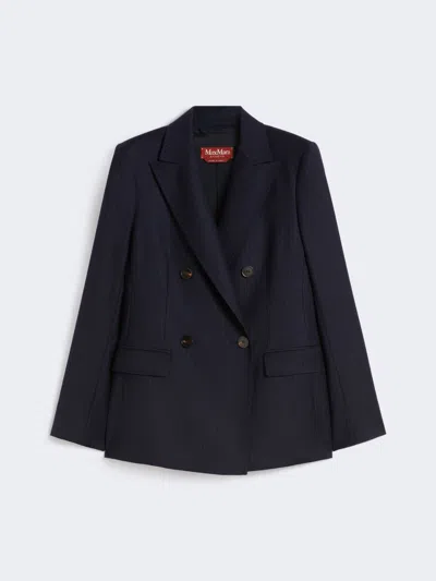 Max Mara Double-breasted Flannel Blazer In Blue