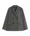 Max Mara Double-breasted Flannel Blazer In Gray