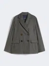 Max Mara Double-breasted Flannel Blazer In Gray