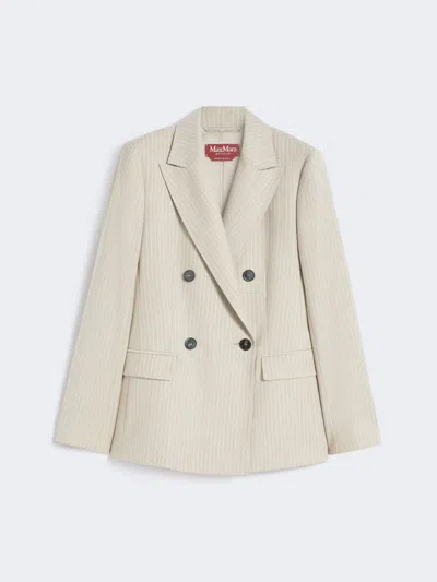 Max Mara Double-breasted Flannel Blazer In Neutral