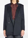 Max Mara Double-breasted Flap-pocket Blazer In Blue