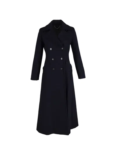 Pre-owned Max Mara Double-breasted Flare Coat In Blue