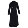 Max Mara Double-breasted Flare Coat In Navy Blue Wool In Blue