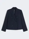 Max Mara Double-breasted Gabardine Jacket In Blue