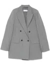 Max Mara Double-breasted Grey Blazer With Crinkled Texture In Grey