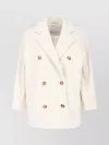 Max Mara Double-breasted Jacket Featuring Notched Lapels In White