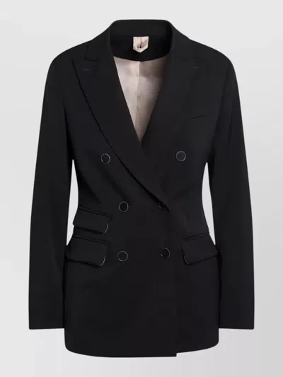 Max Mara Double Breasted Jacket Flap Pockets In Black