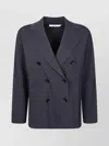 Max Mara Double Breasted Jacket Notched Lapels In Blue