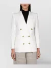 Max Mara Double Breasted Jacket Notched Lapels Flap Pockets In White