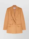Max Mara Double-breasted Jacket Structured Shoulders In Brown