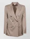 Max Mara Double Breasted Jacket Structured Shoulders In Brown