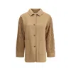Max Mara Double-breasted Jacket With Contrasted Sleeves In Brown