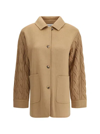 MAX MARA DOUBLE-BREASTED JACKET WITH CONTRASTED SLEEVES