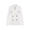 Max Mara Pensile Stripe Double Breasted Jersey Jacket In White