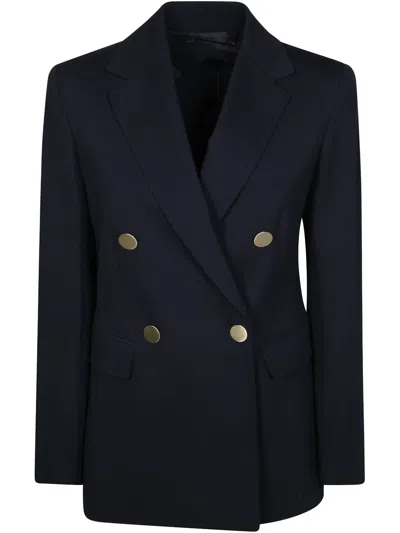 Max Mara Double-breasted Jersey Blazer In Blue