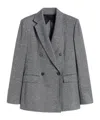 Max Mara Double-breasted Charcoal Grey Wool Blend Jacket In Brown