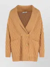Max Mara Double-breasted Knit Cardigan Pockets In Brown