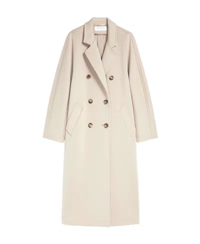 Max Mara Double-breasted Knitted Coat In Nude