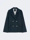 Max Mara Double-breasted Linen Jacket In Blue