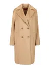 Max Mara Agenda Double Breasted Cocoon Long Wool Drap Coat Coats Beige In Brown