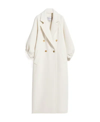 Max Mara Double-breasted Long Coat In White