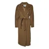 Max Mara Double-breasted Long Coat With Belted Waist In Brown