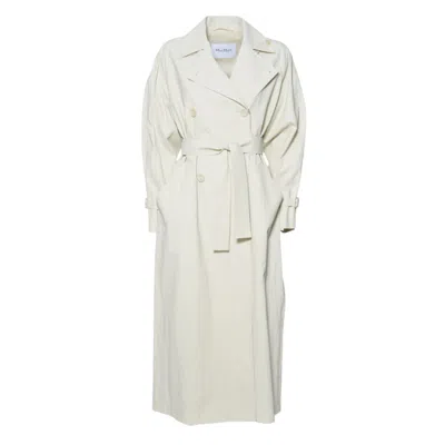 Max Mara Double-breasted Long Linen Trench Coat In White