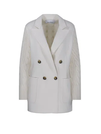 Max Mara Double-breasted Long-sleeved Blazer In White